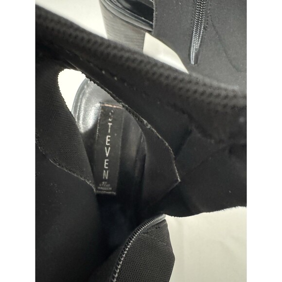 Steve Madden Women Black Stretch Open Toe Ankle Bottie Block Heels US 7.5 - Picture 8 of 9